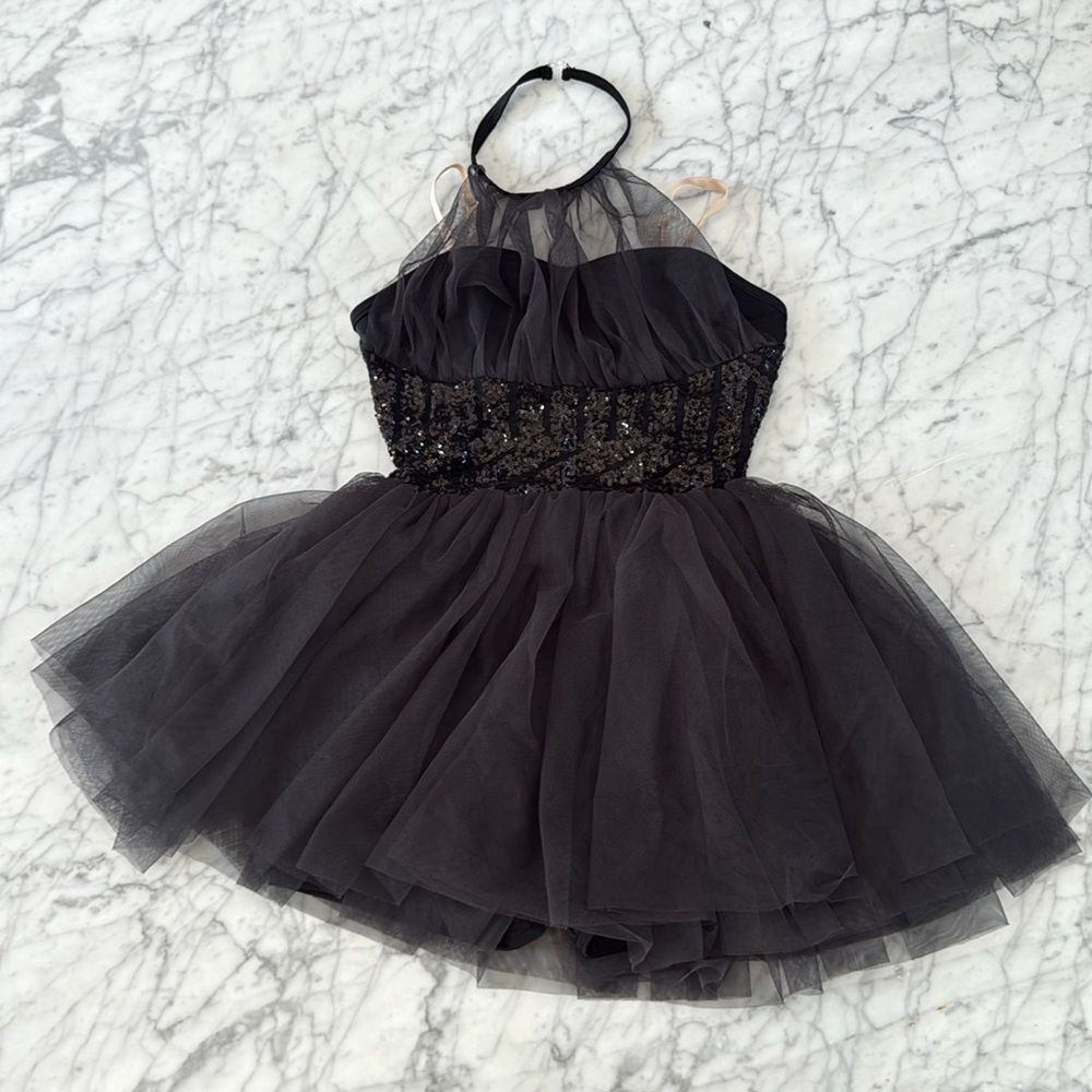 Black Sequin Tulle Dance Costume Women’s Sz S